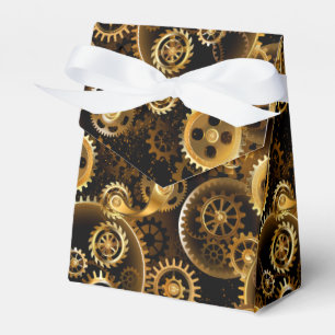 Seamless Steampunk Brass Gears Favor Box