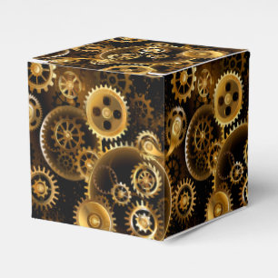 Seamless Steampunk Brass Gears Favor Box
