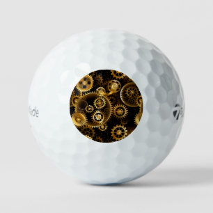Seamless Steampunk Brass Gears Golf Balls