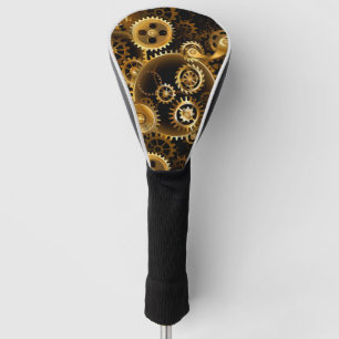 Seamless Steampunk Brass Gears Golf Head Cover