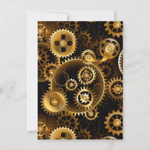 Seamless Steampunk Brass Gears Invitation