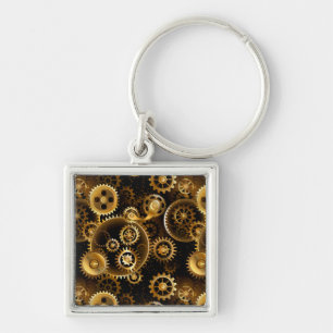 Seamless Steampunk Brass Gears Keychain