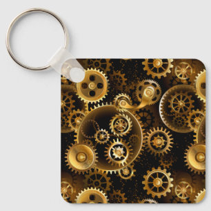 Seamless Steampunk Brass Gears Keychain