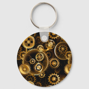 Seamless Steampunk Brass Gears Keychain