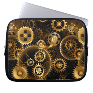 Seamless Steampunk Brass Gears Laptop Sleeve