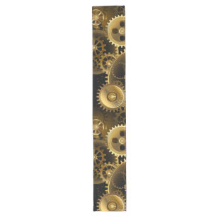 Seamless Steampunk Brass Gears Long Table Runner