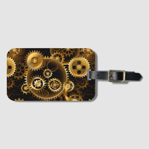 Seamless Steampunk Brass Gears Luggage Tag