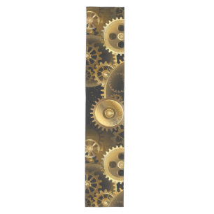 Seamless Steampunk Brass Gears Medium Table Runner