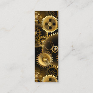 Seamless Steampunk Brass Gears Mini Business Card