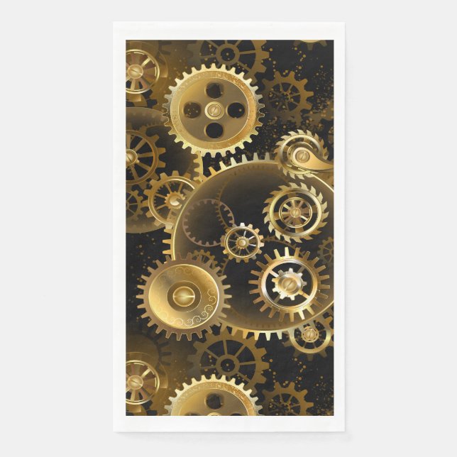 Seamless Steampunk Brass Gears Napkin (Front)