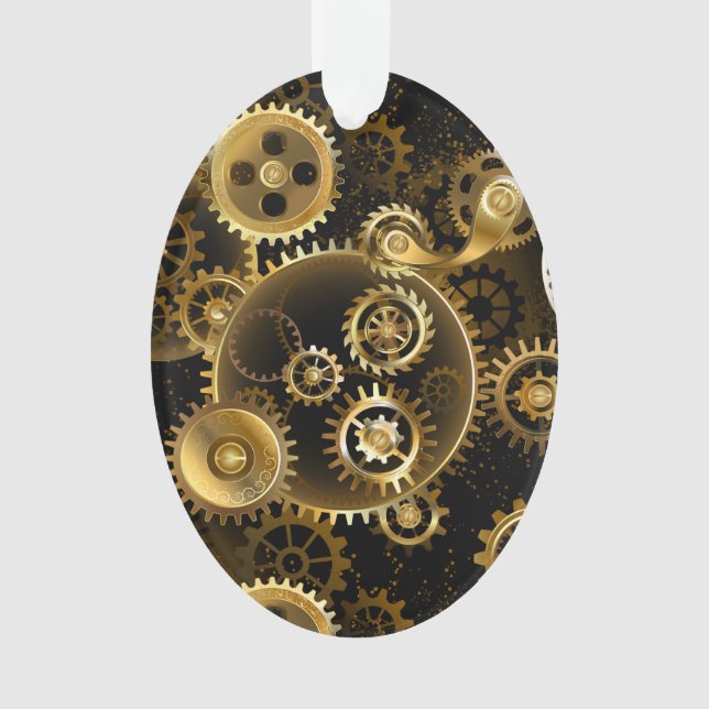 Seamless Steampunk Brass Gears Ornament (Front)