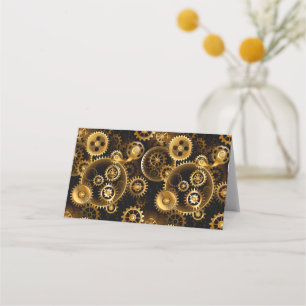Seamless Steampunk Brass Gears Place Card