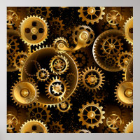Seamless Steampunk Brass Gears