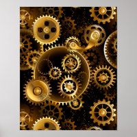 Seamless Steampunk Brass Gears