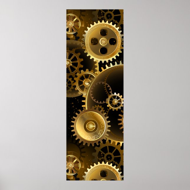 Seamless Steampunk Brass Gears Poster (Front)