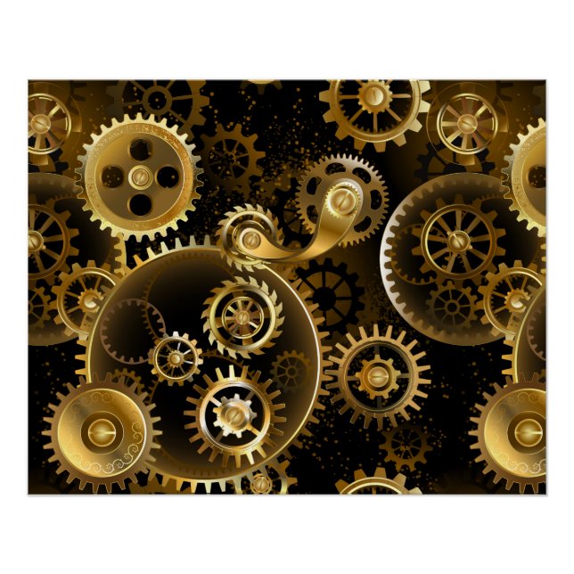 Seamless Steampunk Brass Gears Poster (Front)