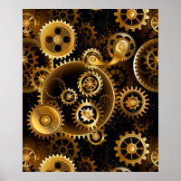 Seamless Steampunk Brass Gears