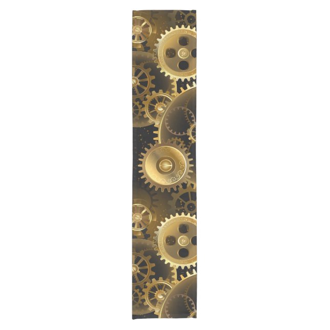 Seamless Steampunk Brass Gears Short Table Runner (Front)