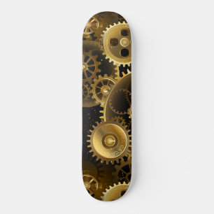 Seamless Steampunk Brass Gears Skateboard