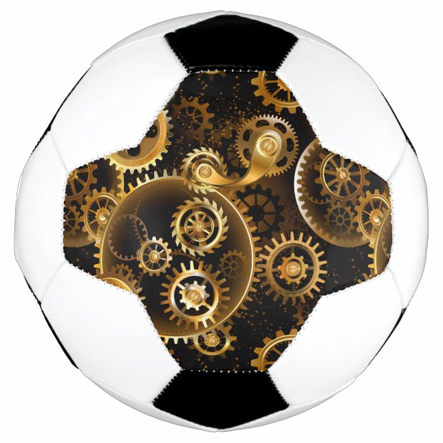 Seamless Steampunk Brass Gears Soccer Ball (Front)