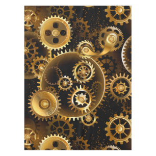 Seamless Steampunk Brass Gears Tablecloth