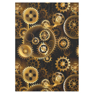 Seamless Steampunk Brass Gears Tablecloth