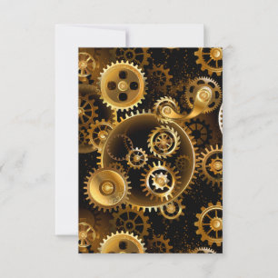 Seamless Steampunk Brass Gears Thank You Card