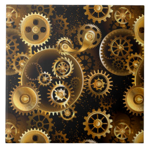 Seamless Steampunk Brass Gears Tile