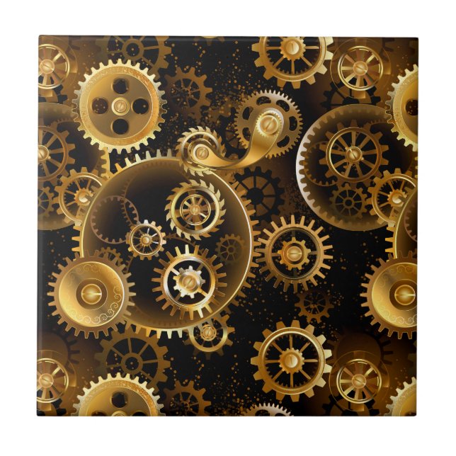 Seamless Steampunk Brass Gears Tile (Front)