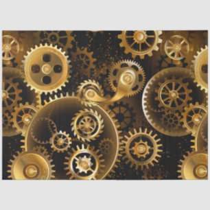 Seamless Steampunk Brass Gears Tissue Paper