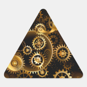Seamless Steampunk Brass Gears Triangle Sticker