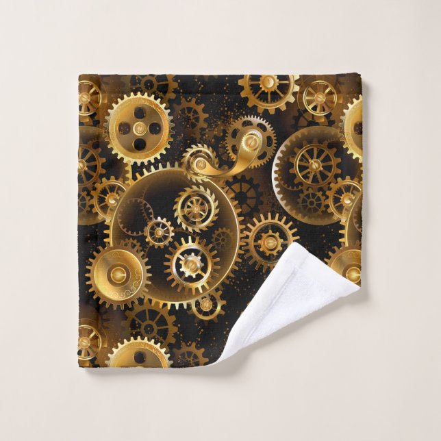 Seamless Steampunk Brass Gears Wash Cloth (Wash Cloth)