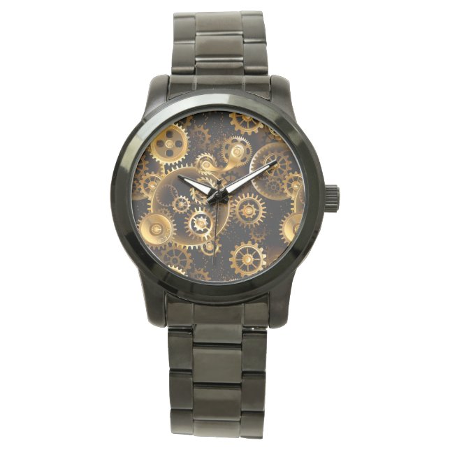 Seamless Steampunk Brass Gears Watch (Front)