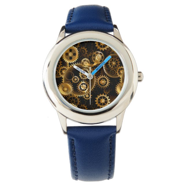Seamless Steampunk Brass Gears Watch (Front)