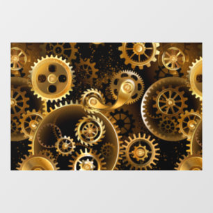 Seamless Steampunk Brass Gears Window Cling