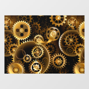 Seamless Steampunk Brass Gears Window Cling