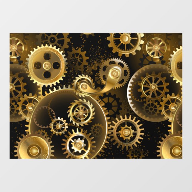 Seamless Steampunk Brass Gears Window Cling (Sheet)