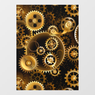 Seamless Steampunk Brass Gears Window Cling
