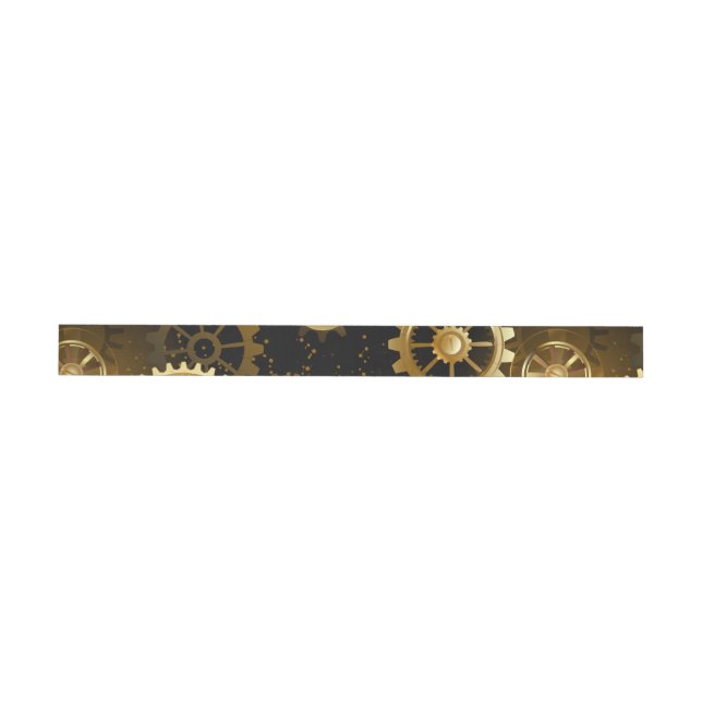 Seamless Steampunk Brass Gears Wrap Around Label (Individual)