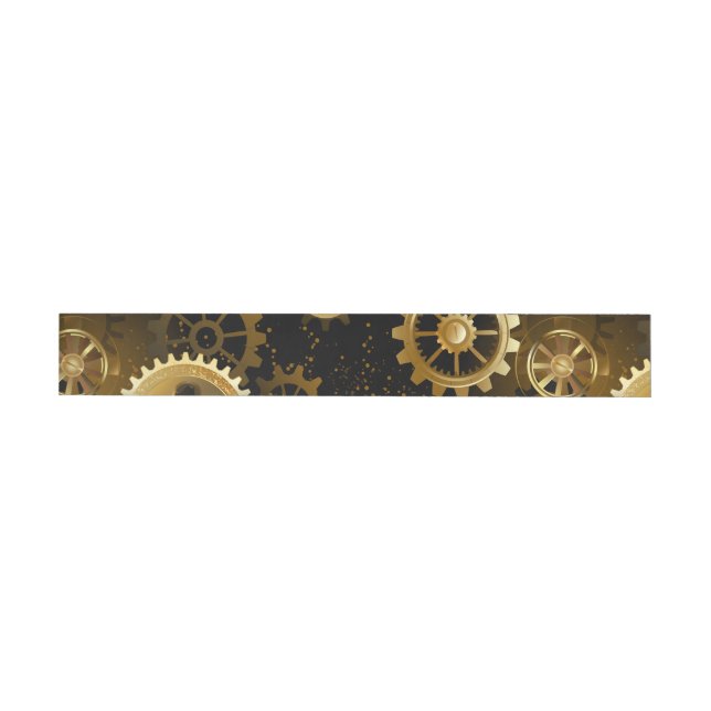 Seamless Steampunk Brass Gears Wraparound Address Label (Individual)
