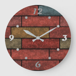 Seamless stone bricks brown orange green colours large clock
