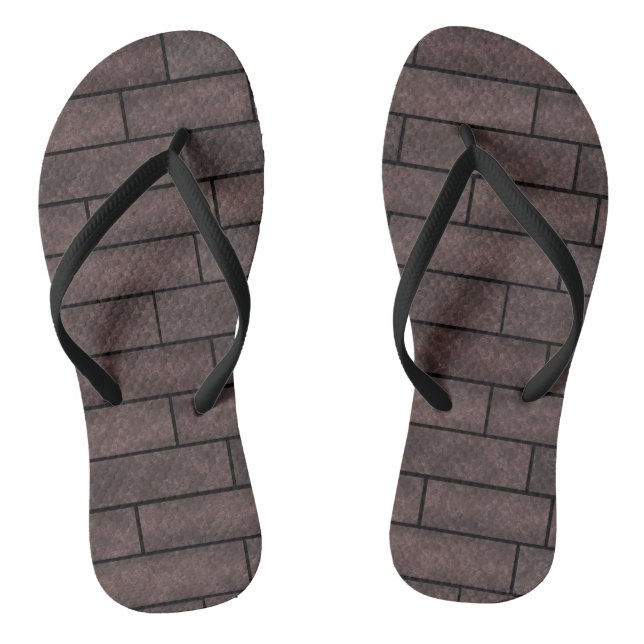 Seamless stone bricks loft brown grey colours prin flip flops (Footbed)