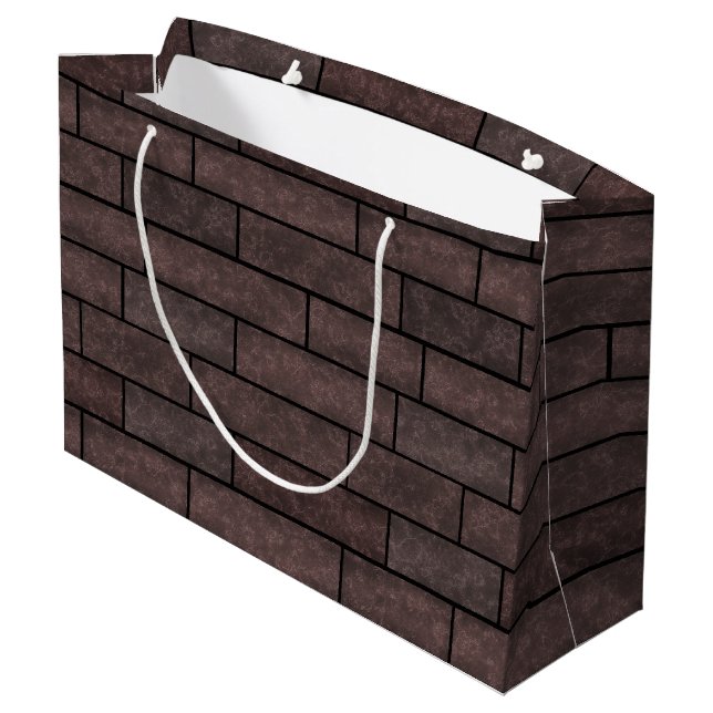 Seamless stone bricks loft brown grey colours prin large gift bag (Back Angled)