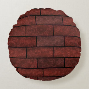 Seamless stone bricks wall brown orange colours lo round pillow
