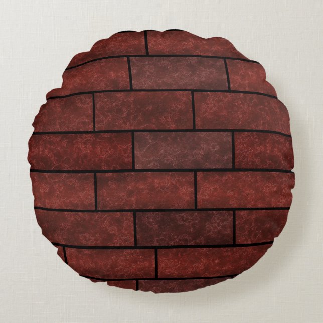Seamless stone bricks wall brown orange colours lo round pillow (Front)