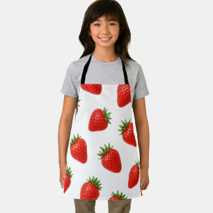 Seamless Strawberry Pattern Cute Red Fruit Apron