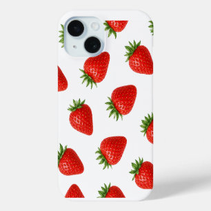 Seamless Strawberry Pattern Cute Red Fruit iPhone 15 Case