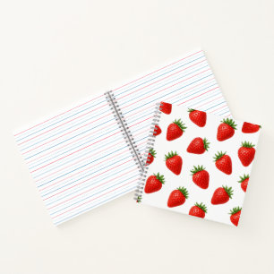 Seamless Strawberry Pattern Cute Red Fruit  Notebook