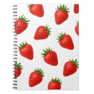 Seamless Strawberry Pattern Cute Red Fruit  Notebook