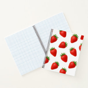 Seamless Strawberry Pattern Cute Red Fruit  Notebook